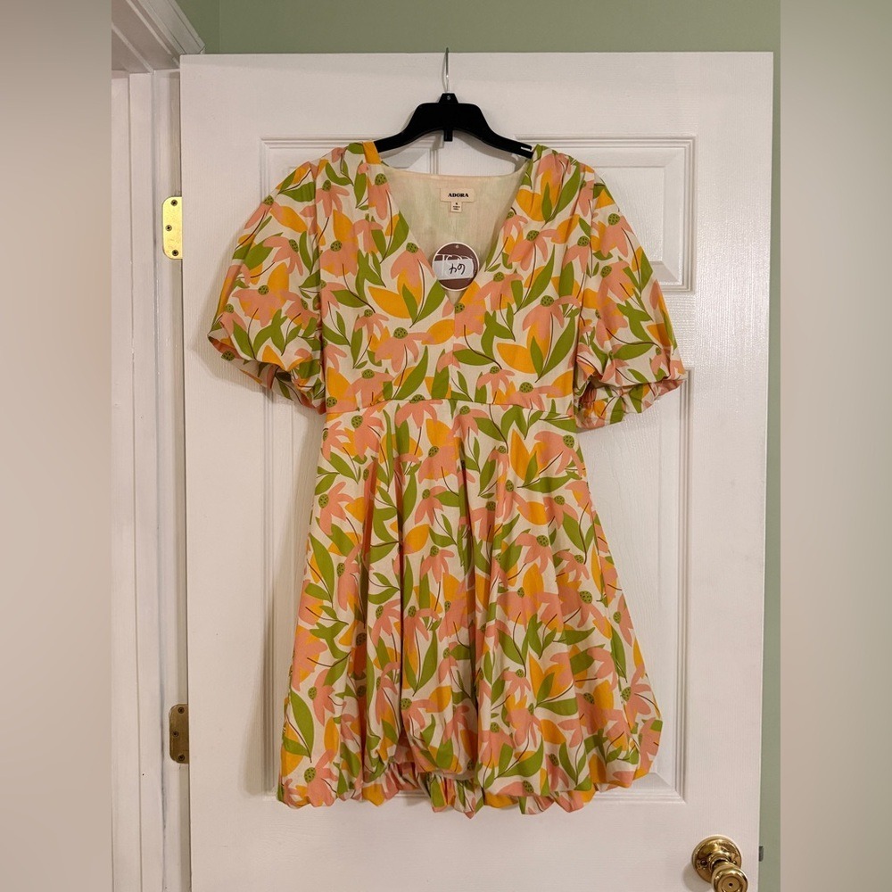 NWT Floral Cottagecore Puff Sleeve Mini Dress Boho Size Small Adora - Picture 3 of 8